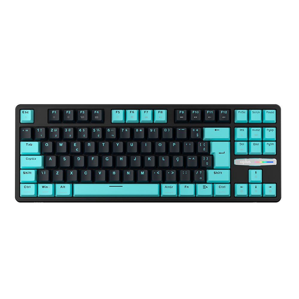 Teclado Gamer Mecanico Aplus Iara Obsidian, TKL, Gasket, RGB Personalizavel, Hot Swap, Anti-Ghosting, Switch Huano Blue e ABNT - AK400