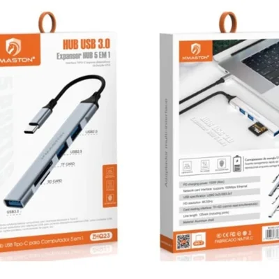 Hub Usb- C 3 Portas 2 Leitora De Cartão Prata Zhq23