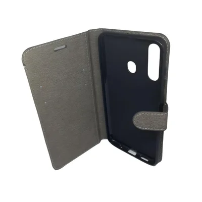 Capa Carteira De Couro Celular Samsung M40 E A60 Cinza