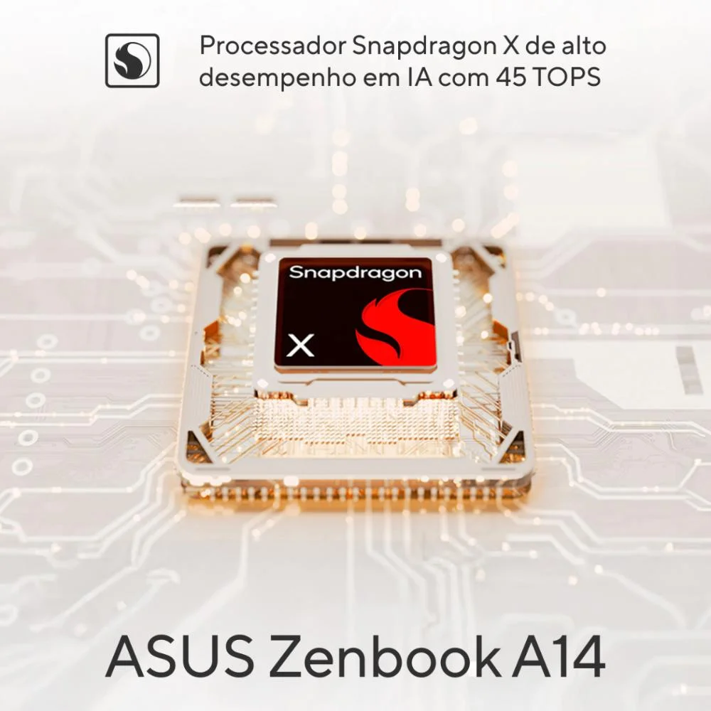 Imagem 5 de 5 do produto Notebook Asus Zenbook A14 Ux3407qa, Snapdragon X1 26 100, 32GB RAM, SSD 1TB, Tela 14" OLED Fhd, WINDOWS 11 Home, Bege - Qd391w