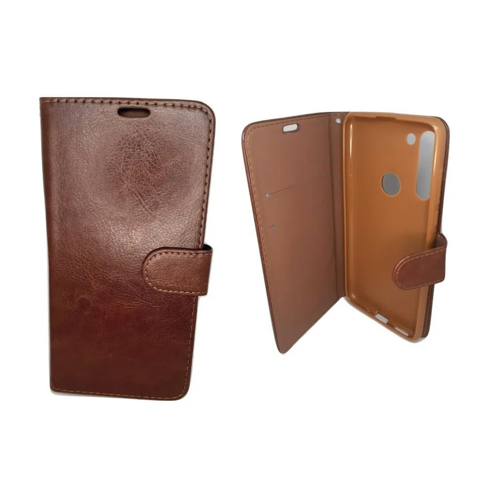 Imagem 5 de 5 do produto Capinha Carteira De Couro Celular Motorola Moto G8 Marrom