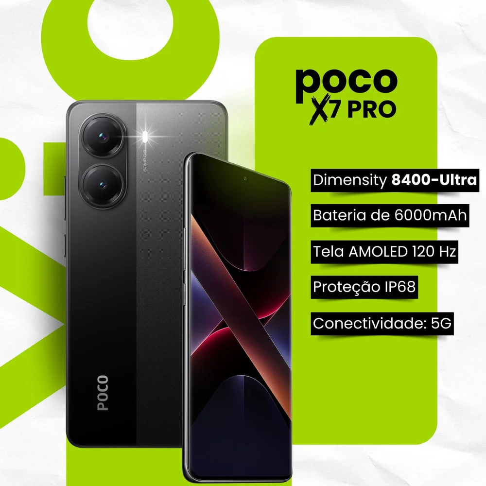 Xiaomi POCO X7 Pro 8GB+256GB BLACK 黒 Smartphone Xiaomi Poco X7 Pro 5G NFC Black (Preto) 8GB RAM