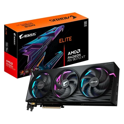 Placa De Vídeo Gigabyte Amd Radeon Rx 9070 Xt Elite, 16gb, Gddr6, Fsr, Ray Tracing, Gv-r9070xtaorus E-16gd