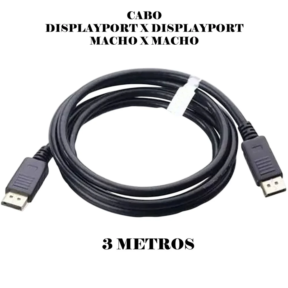 Imagem 3 de 4 do produto Cabo Displayport Macho X Displayport Macho 3 Metros 4k