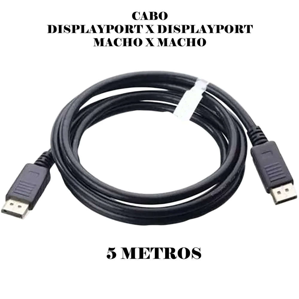 Imagem 4 de 4 do produto Cabo Displayport 5 Metros Macho 4k Para Placa De Video