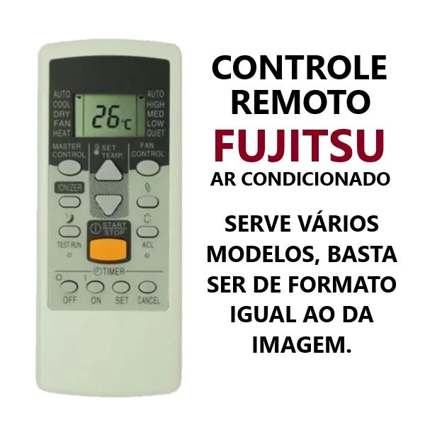 Imagem 2 de 3 do produto Controle Remoto Ar Condicionado Fujitsu Ar-je4 -9040 -8068 -7090