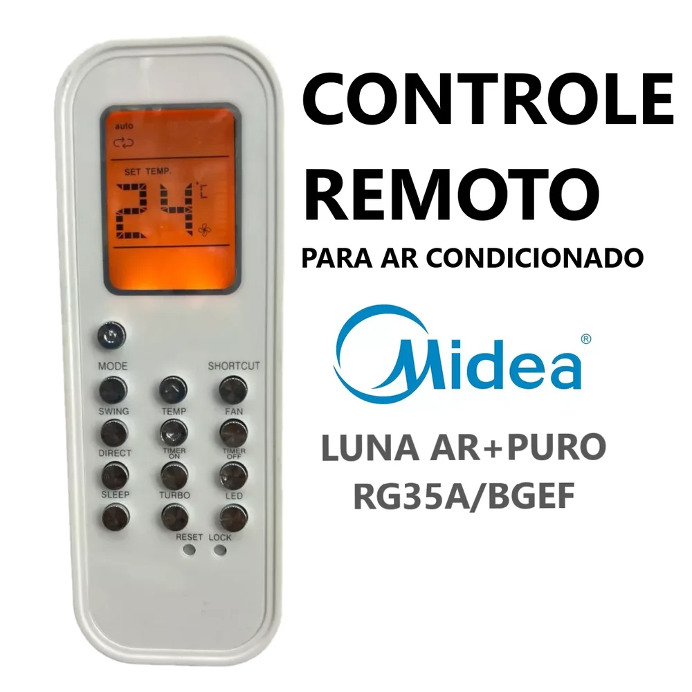 Imagem 4 de 5 do produto Controle Remoto Ar Condicionado Midea Luna Rg35a/bgef Ar+puro -7304