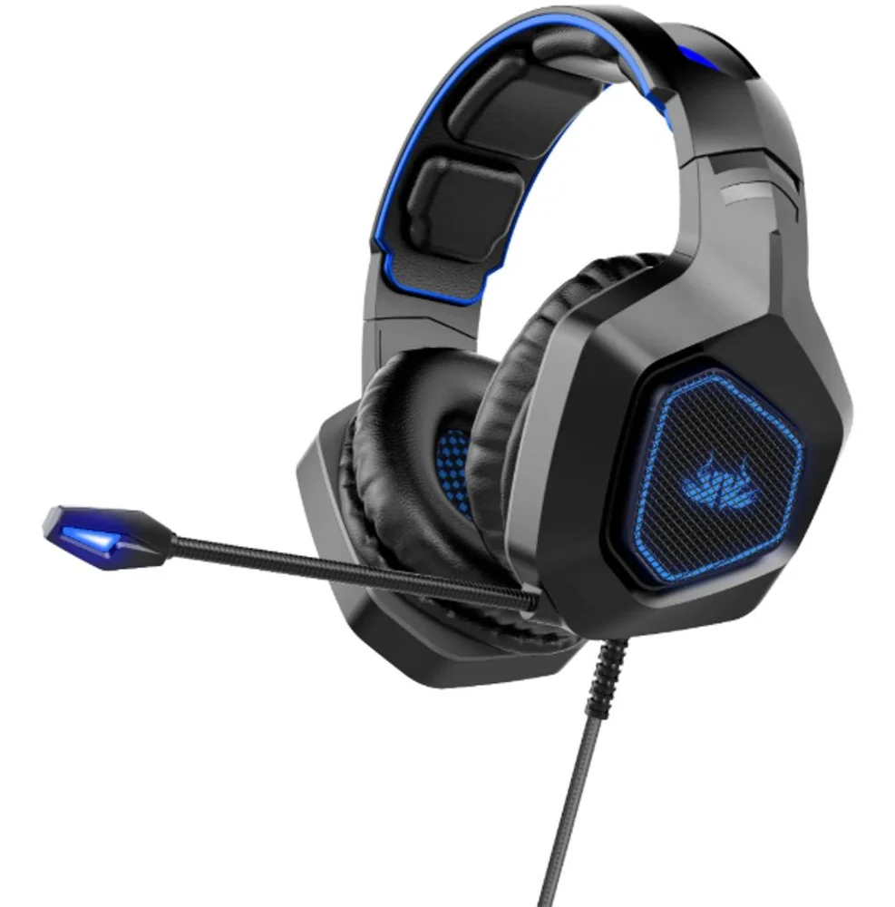 Imagem 1 de 4 do produto Fone De Ouvido Gamer Com Fio RGB Superbass Knup 488 Cor Preto Azul