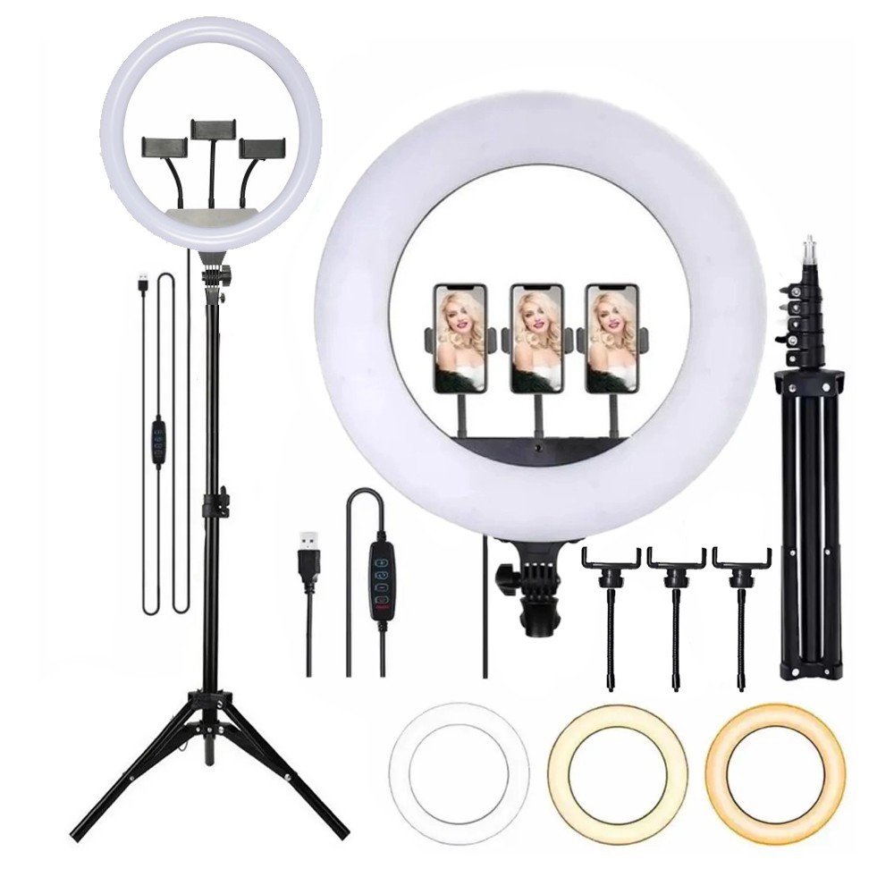 Iluminador Ring Light LED 14 " Completo Com Tripé
