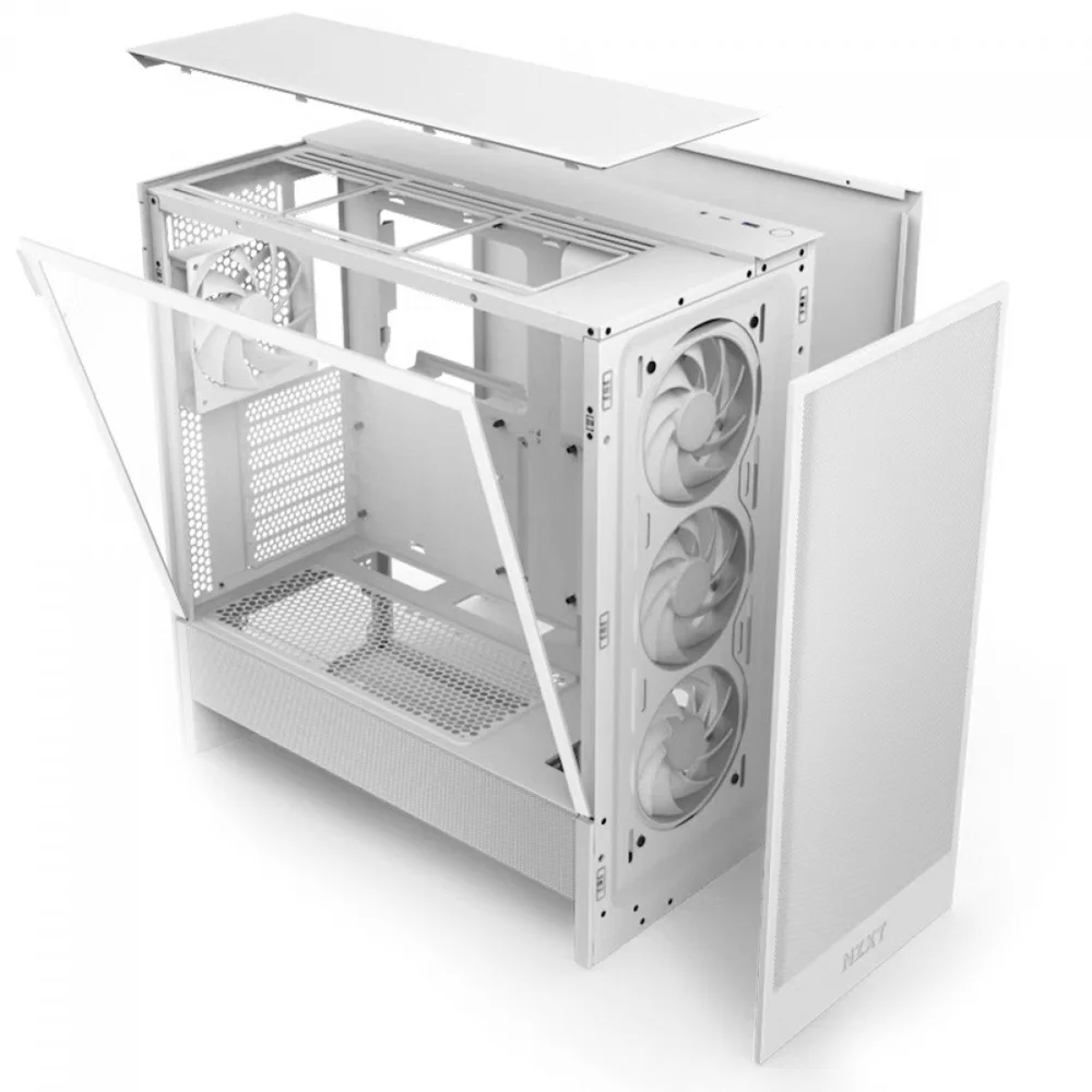 Imagem 2 de 5 do produto Gabinete Gamer Nzxt H5 Flow RGB, Mid Tower, Vidro Temperado, Com 4 Fans, Branco, Cc-h52fw-r1