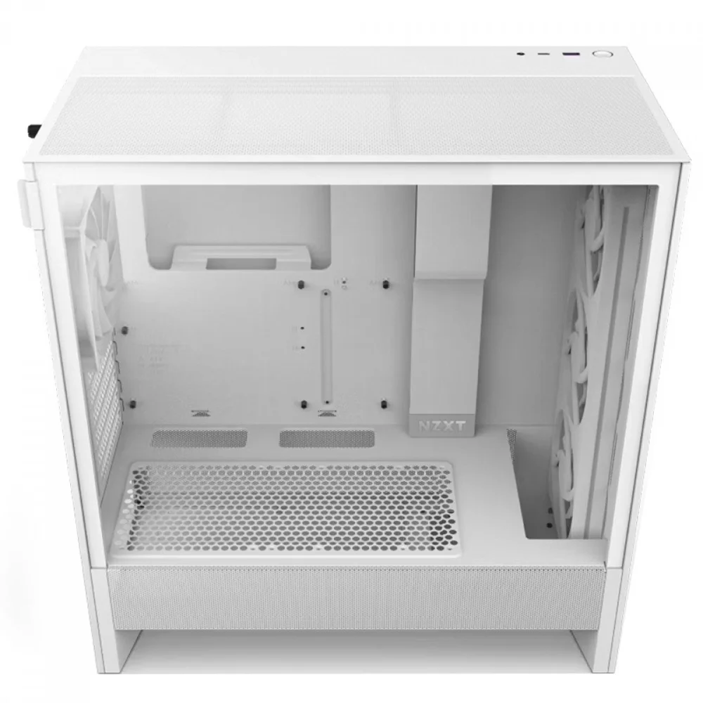 Imagem 3 de 5 do produto Gabinete Gamer Nzxt H5 Flow RGB, Mid Tower, Vidro Temperado, Com 4 Fans, Branco, Cc-h52fw-r1