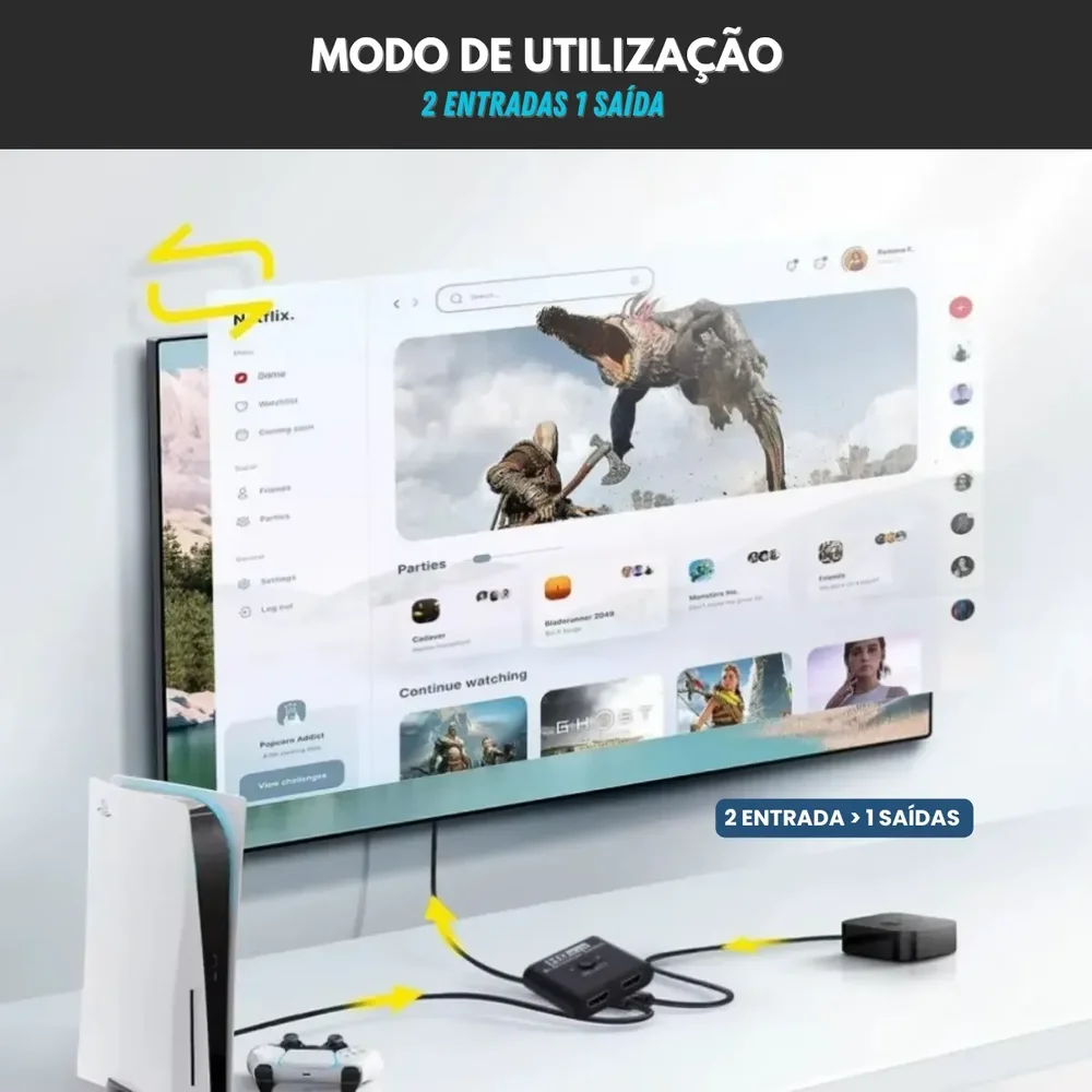 Imagem 4 de 5 do produto Switch Divisor HDMI 1x2 2x1 Bi-direcional 4k 2k