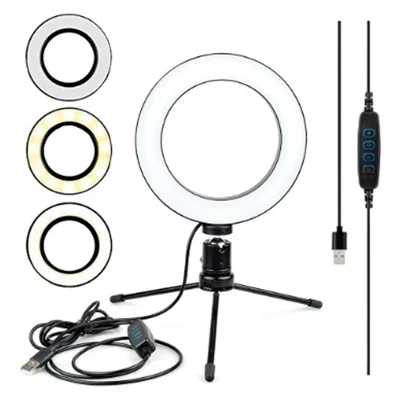 Ring Light De Mesa Iluminador De LED Tripé 6 ' 16cm.