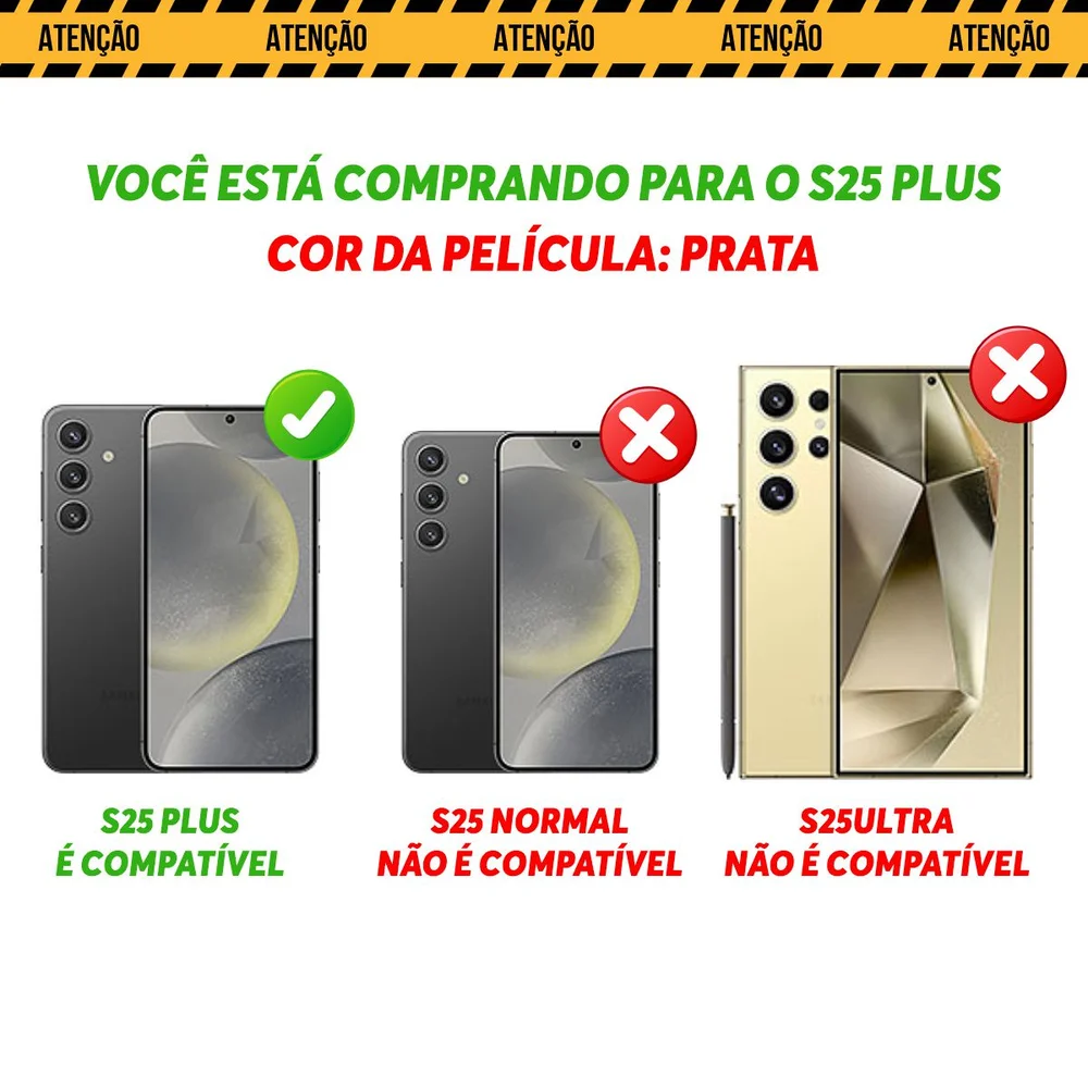 Imagem 2 de 5 do produto Película Protetora De Câmeras Para Samsung Galaxy S25 + Plus Prata