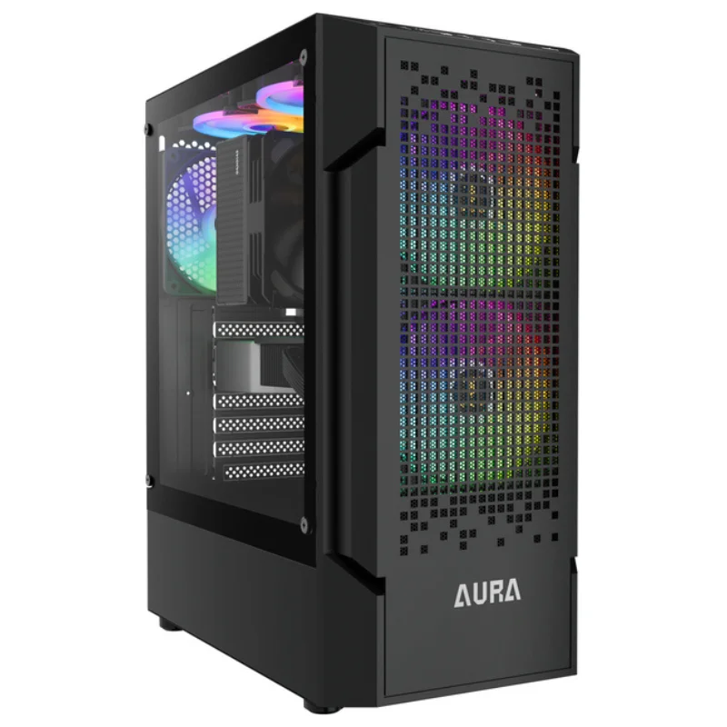 Gabinete Gamer Gamdias Aura Gc7 3 Fans ARGB S/fonte Midtower Vidro Temperado Preto - Aura Gc7
