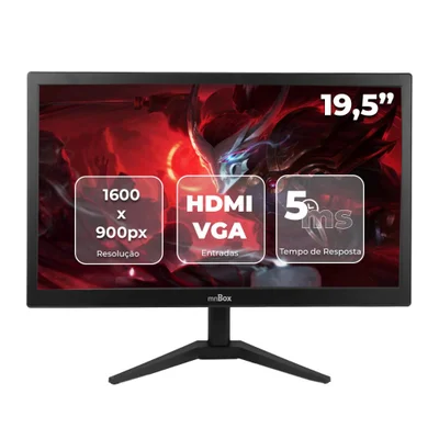 Monitor 19,5" LED Hd+, 5ms, Alta Definição, Home Office, Estudos, HDMI Vga 110/220v