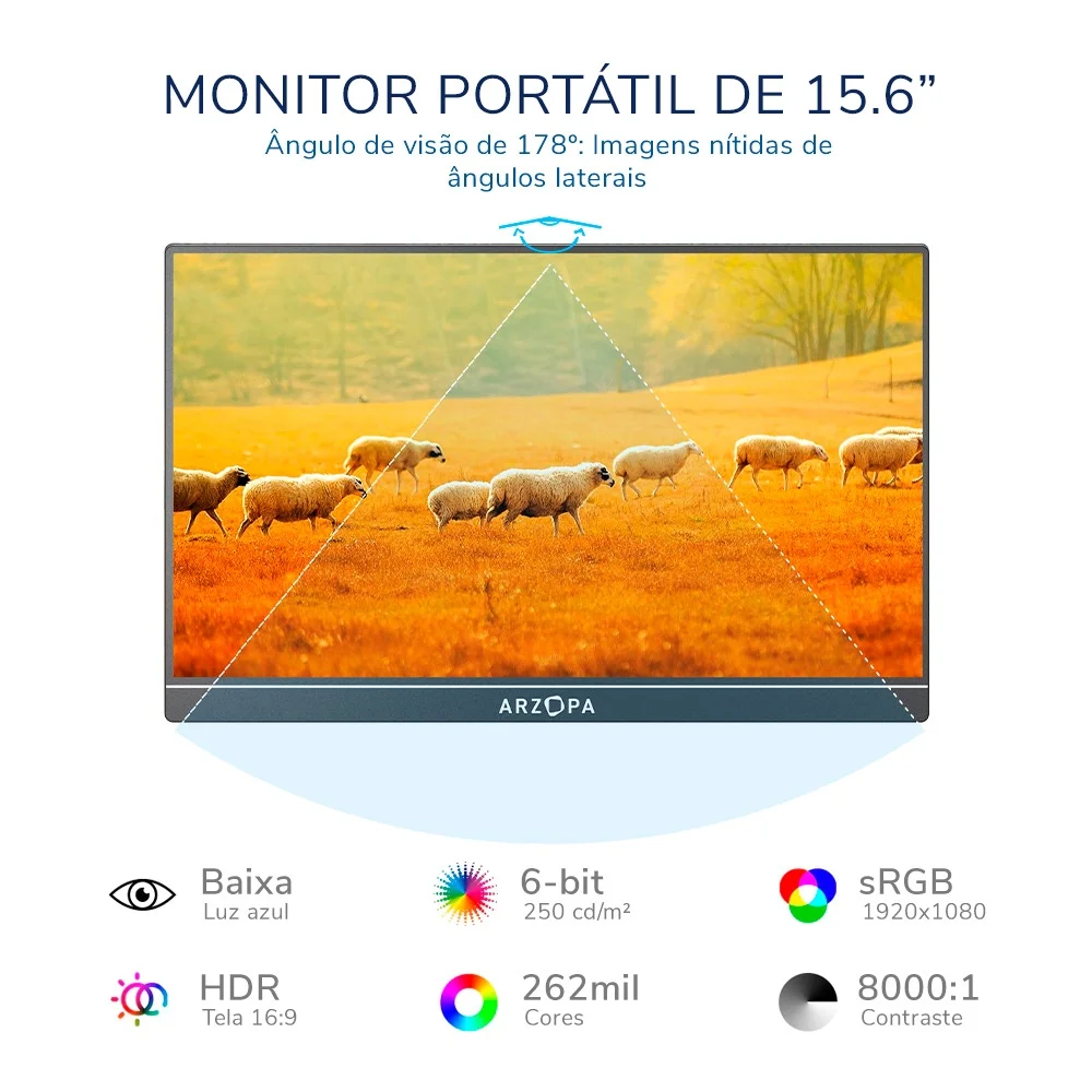 Monitor Portátil Arzopa A1 Gamut 15.6" Fhd 1080p 60hz Monitor Portátil Arzopa A1 Gamut 15.6" Fhd 1080p 60hz