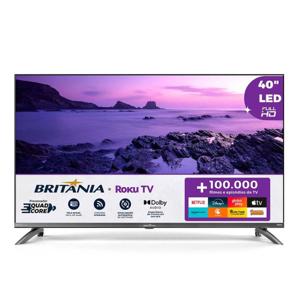 Smart Tv 40 Btv40m9gr2cgb Full Hd LED Dolby Audio Roku Tv Britânia Smart Tv 40 Btv40m9gr2cgb Full Hd LED Dolby Audio Roku Tv Britânia