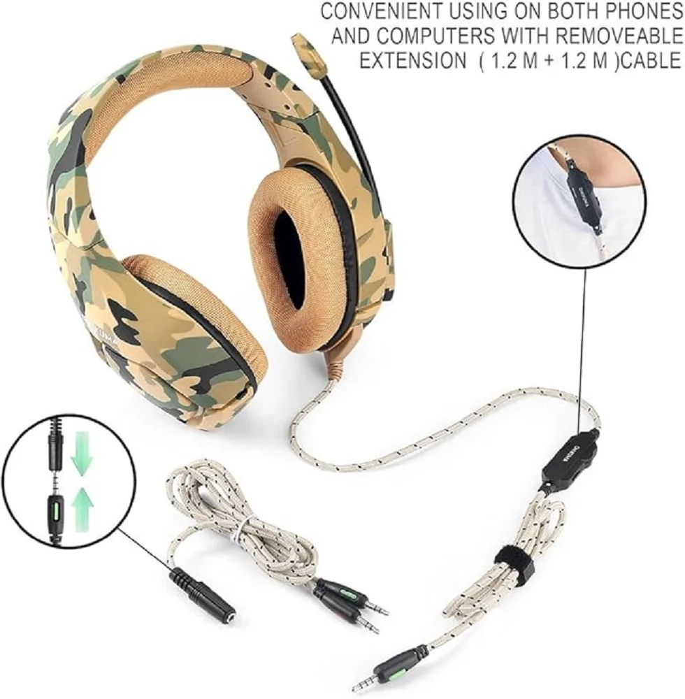 Headset Gamer Profissional Ps4 XBOX PC Onikuma K1b Camuflado Amarelo Headset Gamer Profissional Ps4 XBOX PC Onikuma K1b Camuflado Amarelo