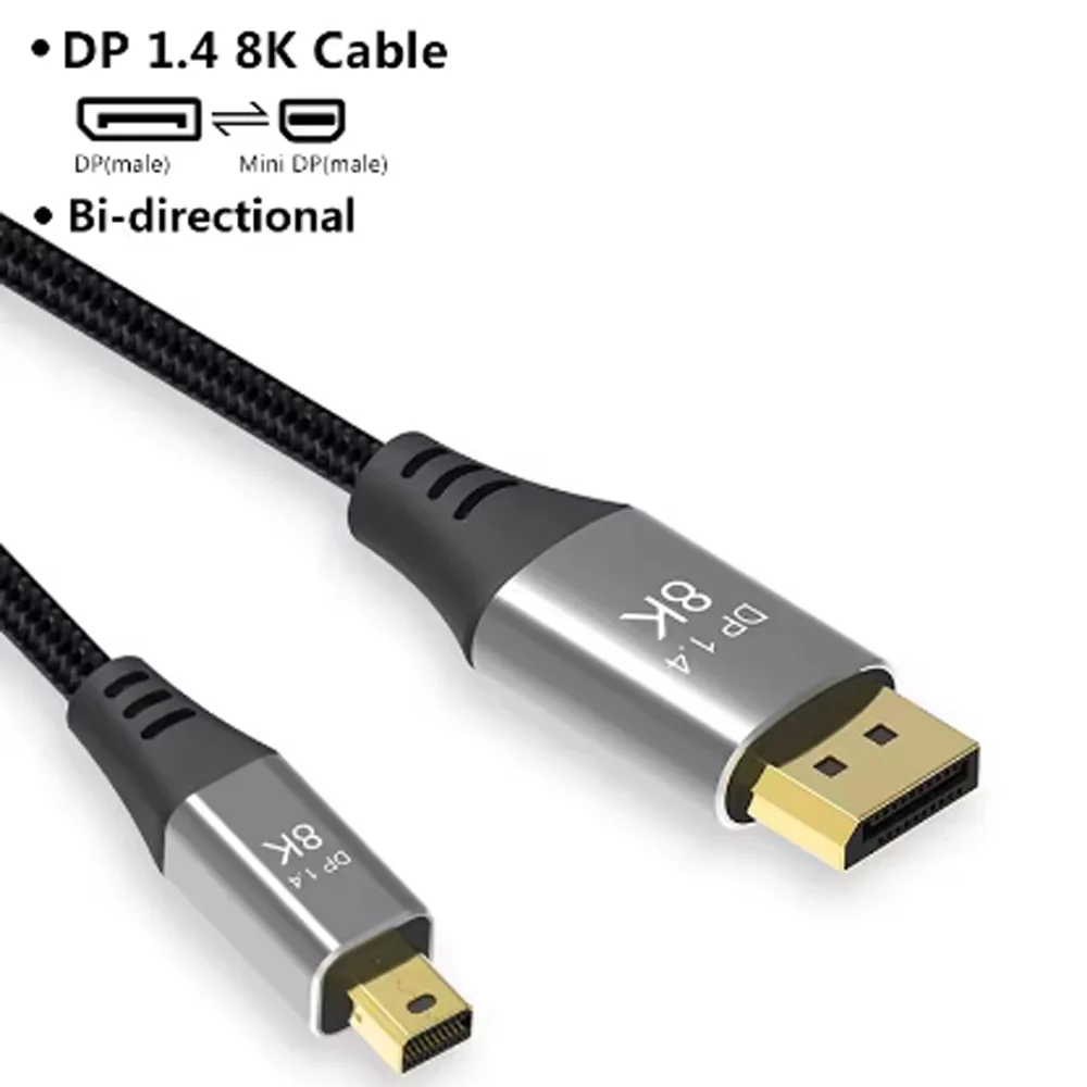 Imagem 2 de 5 do produto Cabo Mindisplayport Para Displayport 1.8m 8k Bi-direcional