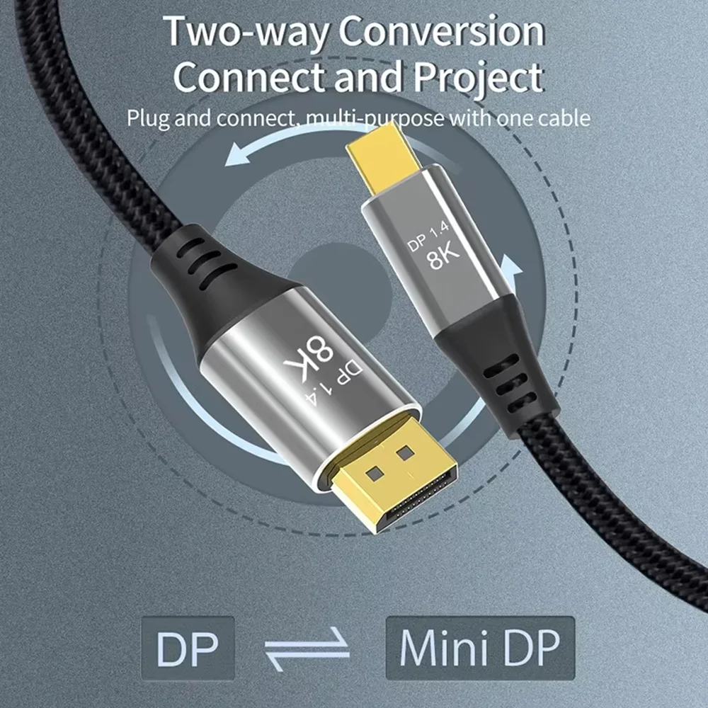 Imagem 5 de 5 do produto Cabo Mindisplayport Para Displayport 1.8m 8k Bi-direcional