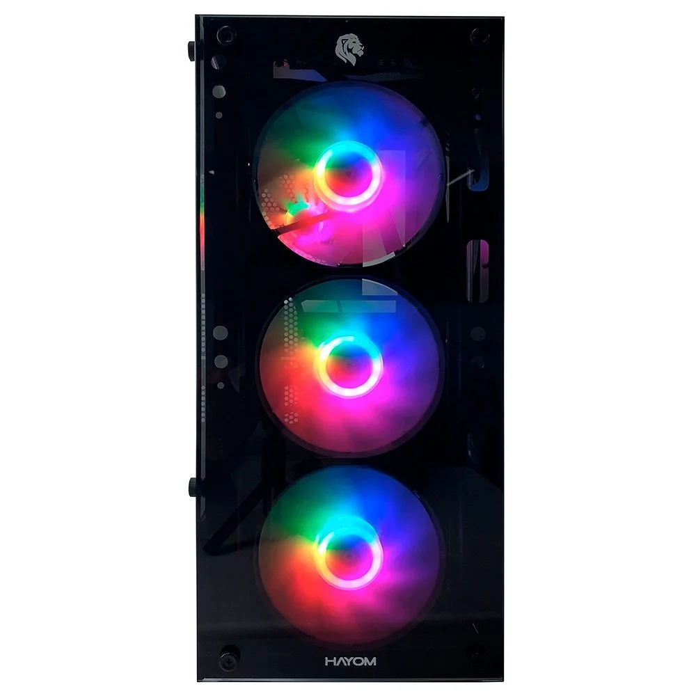 Imagem 5 de 5 do produto Gabinete Gamer Hayom Gb1759 3 Fans RGB S/fonte Midtower Vidro Temperado Preto - Gb1759