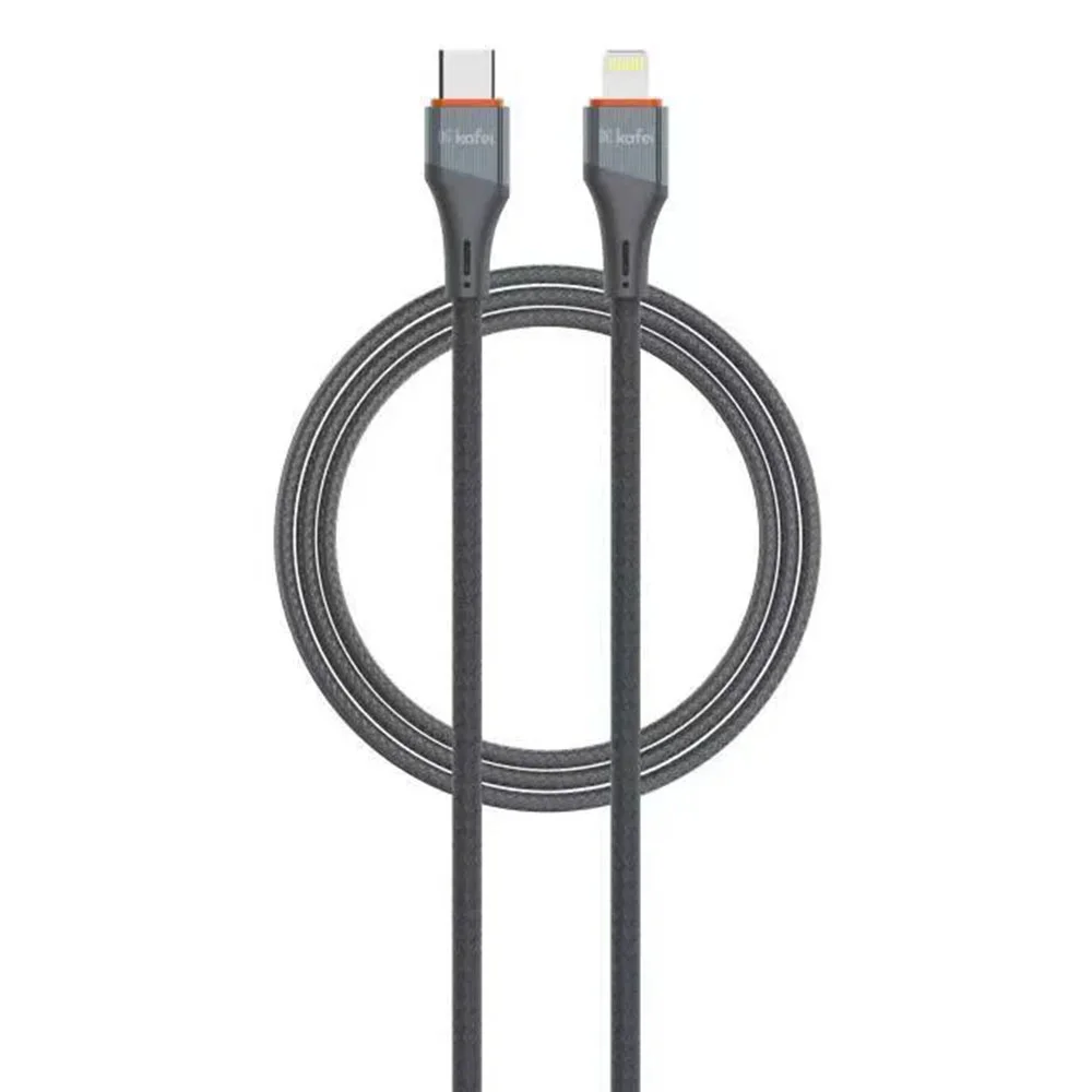 Imagem 2 de 2 do produto Cabo De Dados Usb-c Para Lightning Nylon Trancado 1m Cinza Kafei - Kildcbl009
