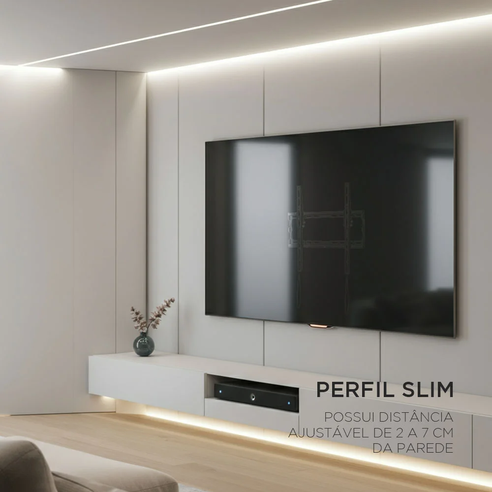 Imagem 3 de 5 do produto Suporte Fixo E Inclinável Para Tv, 32" A 70", Compatival Com Tv LED, Lcd, Plasma, Suporte Até 45kg, Preto, A03v4s, Elg