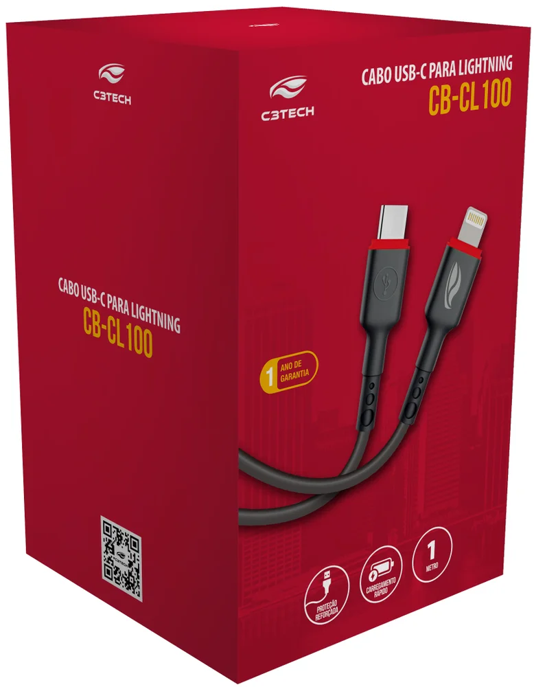 Imagem 4 de 4 do produto Cabo De Carregamento, C3tech, Usb Para Usb-c, 1m, Preto - Cb-c100bk