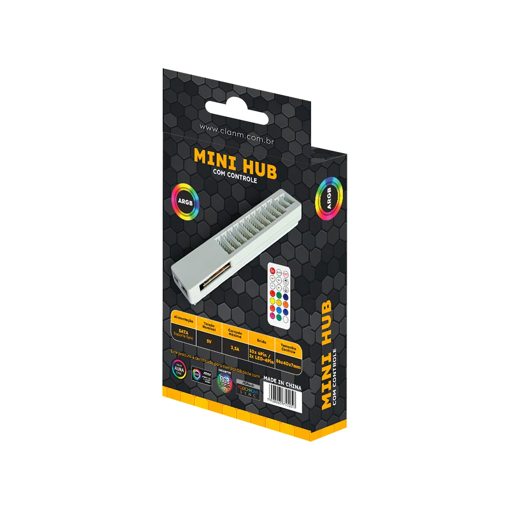 Imagem 2 de 5 do produto Hub ARGB Com Controle + Conexão Placa Mãe