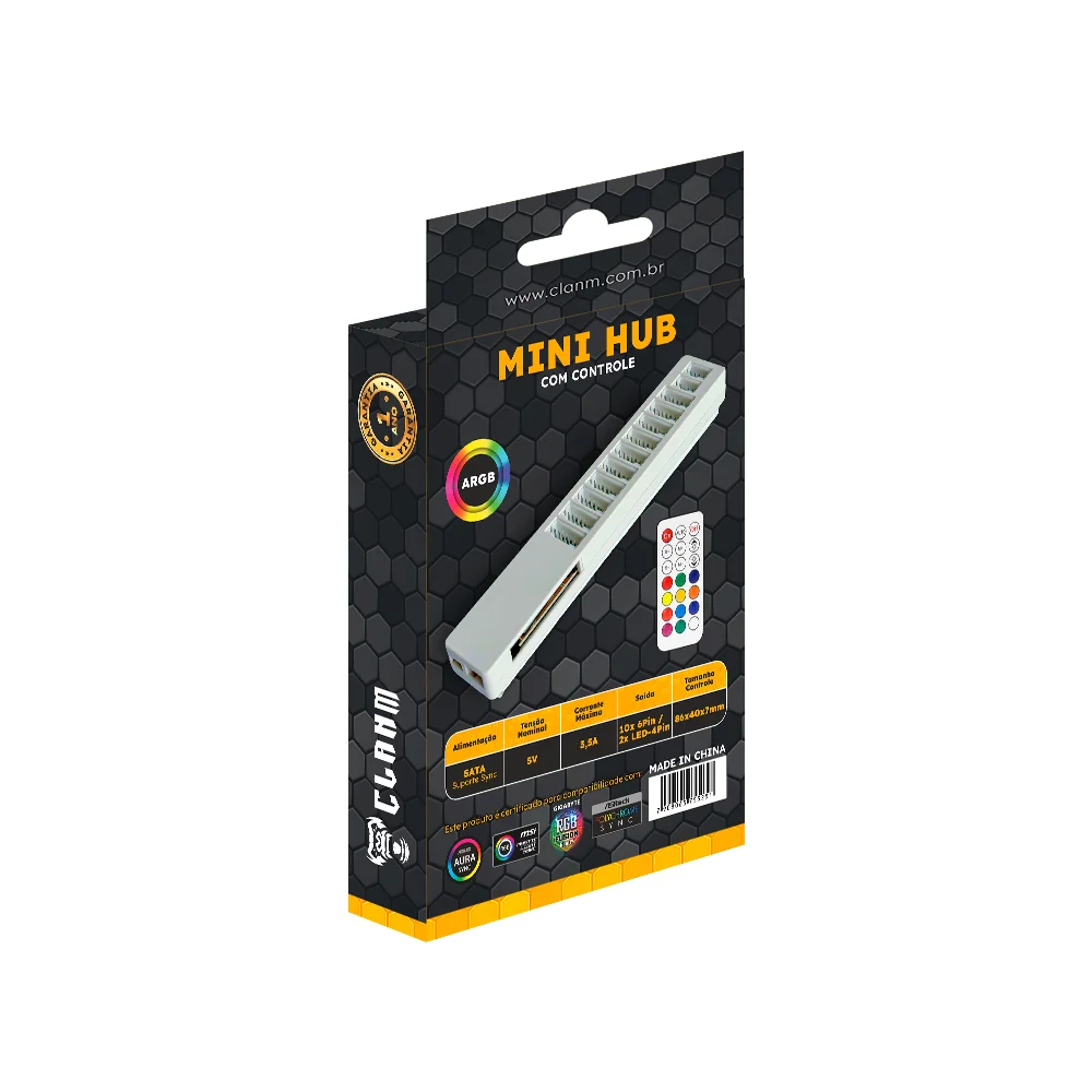 Imagem 3 de 5 do produto Hub ARGB Com Controle + Conexão Placa Mãe