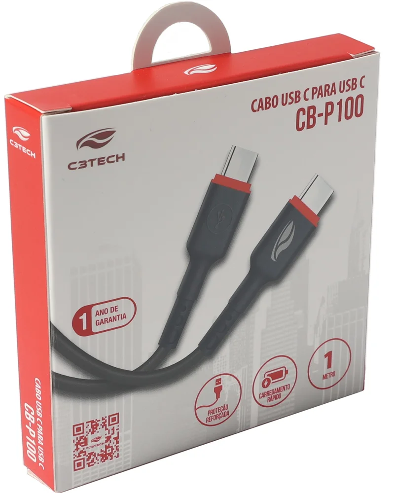 Imagem 3 de 3 do produto Cabo Para Carregamento, C3tech, Usb-c Para Usb-c, 1m, Preto - Cb-p100bk