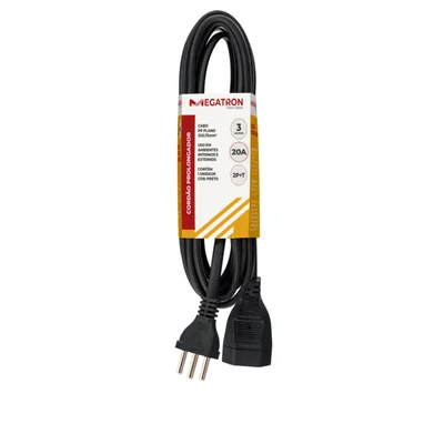 Extensao Cabo Prolongador Pp 3x2,50mm 3 Metros Preto 413