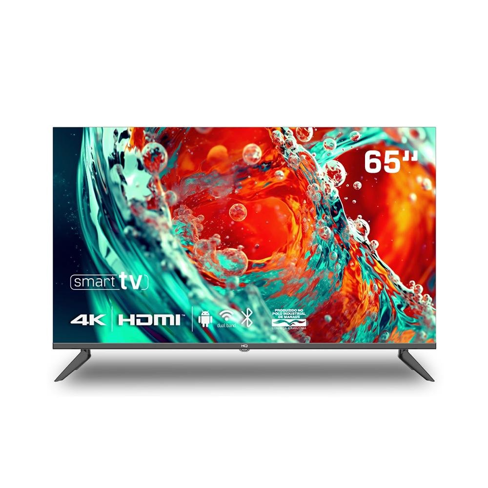 Smart Tv Hq 65" 4k Tela Sem Bordas  Sistema Android Design Slim Hqs65nkhm