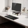 Mousepad Essential Office, Feltro 60x30cm, Com Porta Copo, Antiderrapante, Bordas Costuradas, Cor:cinza Escuro