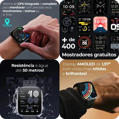 Smartwatch Amazfit Bip 6 Amoled 1,97 GPS Bluetooth Calls, Resistente à Água 5 Atm Bateria longa duração — foto 3