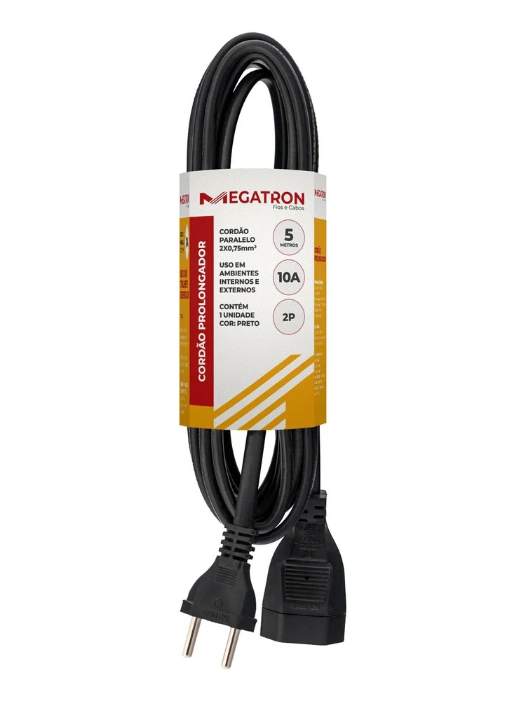 Imagem 3 de 5 do produto Cordao Prolongador Pp Plano 10a 0,75 5m Preto