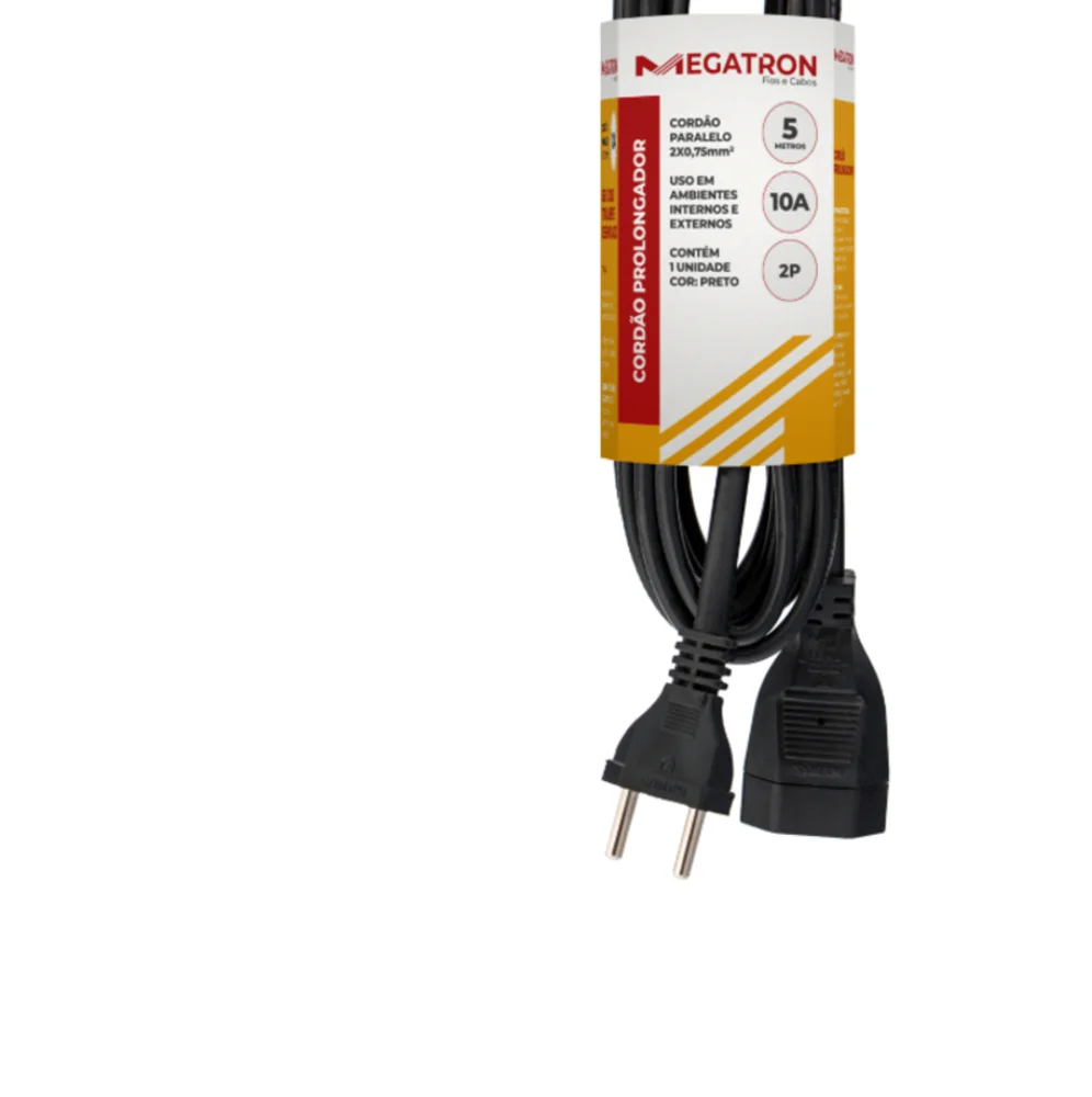 Imagem 4 de 5 do produto Cordao Prolongador Pp Plano 10a 0,75 5m Preto
