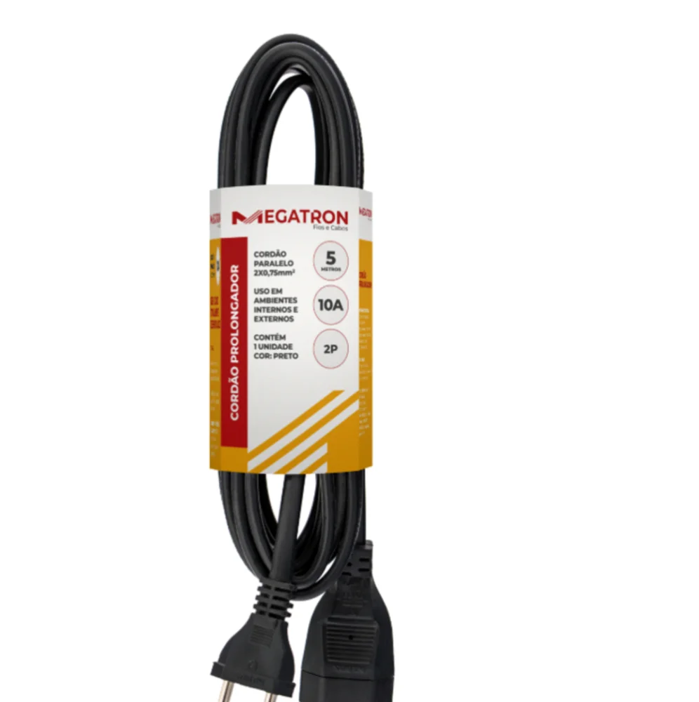 Imagem 5 de 5 do produto Cordao Prolongador Pp Plano 10a 0,75 5m Preto
