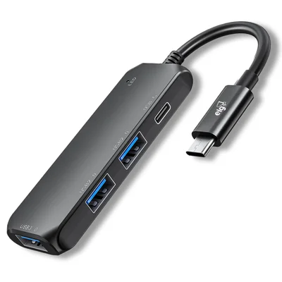 Adaptador Hub Usb-c 3.0, Expansão Com 4 Portas (usb-c + 3x Usb-a), Transferência 5gbps, Preto, Hub41c, Elg