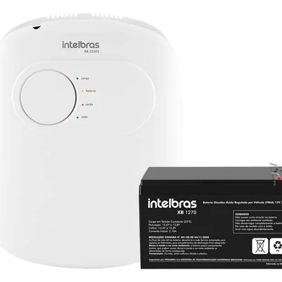 Fonte De Alimentação Fechadura Intelbras Fa 1220 S 2a Ininterrupta + Bateria 12v Xb 1270 Preto