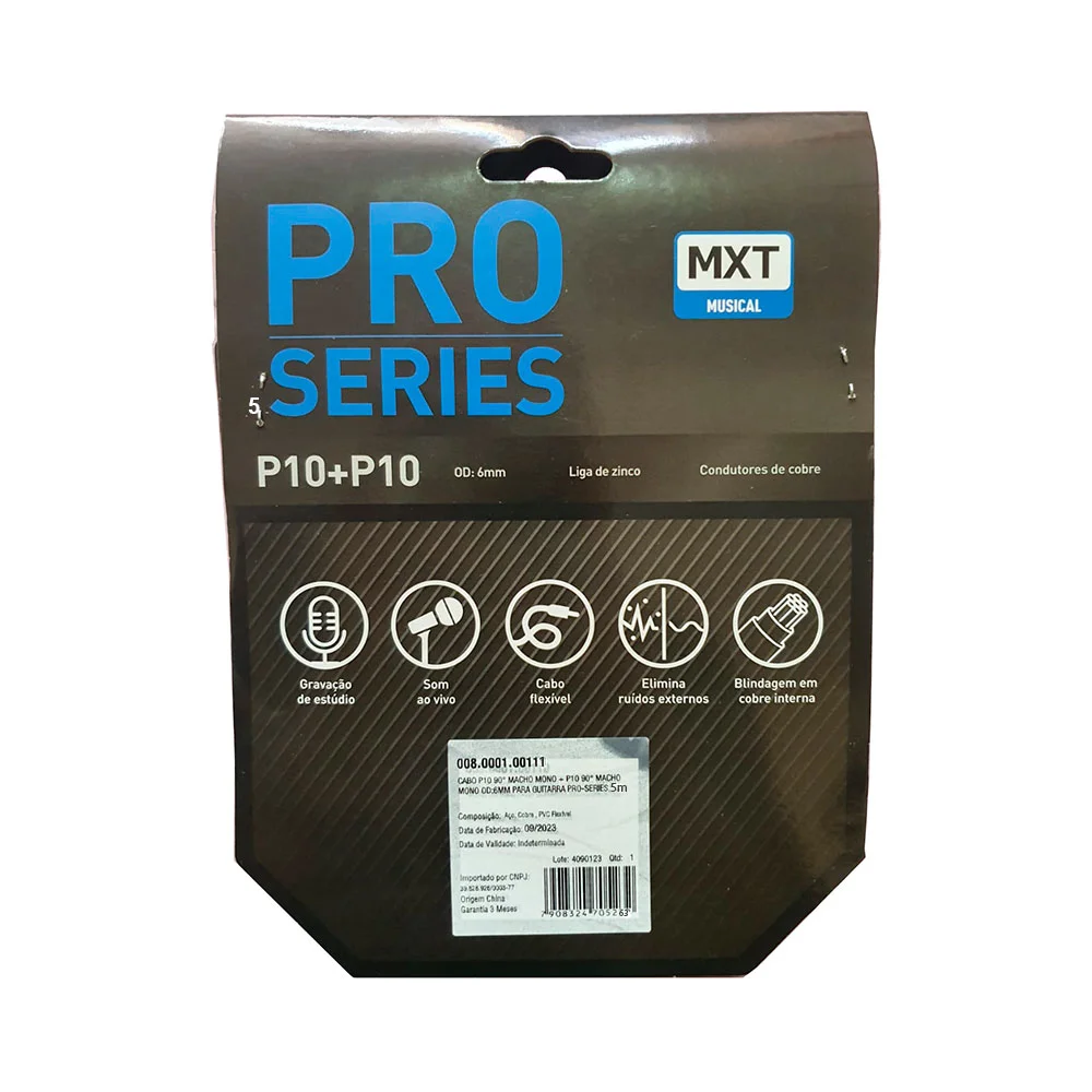 Imagem 2 de 2 do produto Cabo P/ Instrumentos Mxt Pro-series P10+p10l 5 Metros - Cb0454