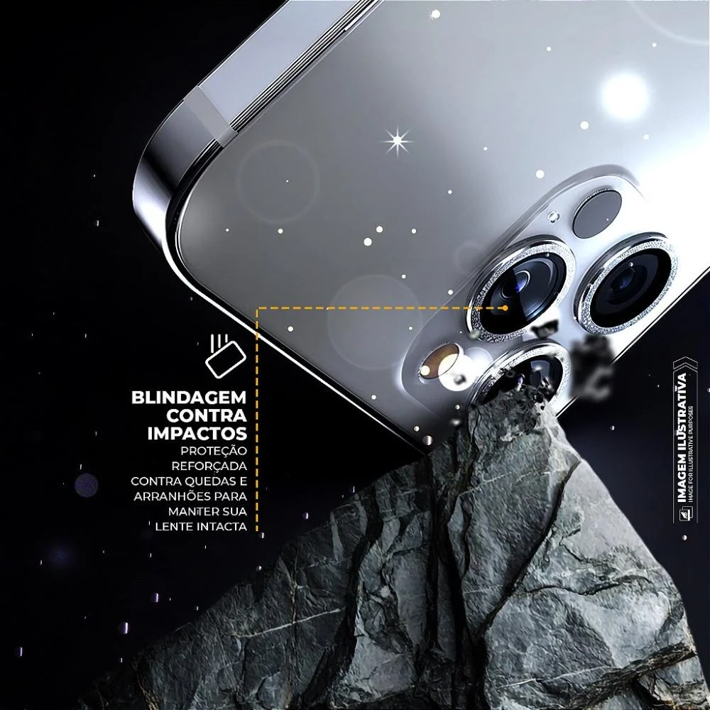 Protetor De Lente Para Iphone 15 Plus - One Armor - Frame Para Câmera - Glitter - Gshield