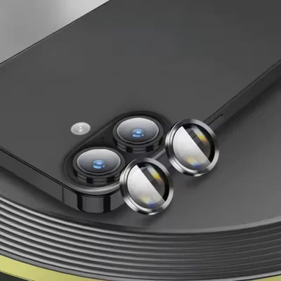 Pelicula Protetora De Câmeras Compatível Com Iphone 16 Normal 16 + Plus 16 Pro E 16 Pro Max Modelo E Cor:16 + Plus Preto