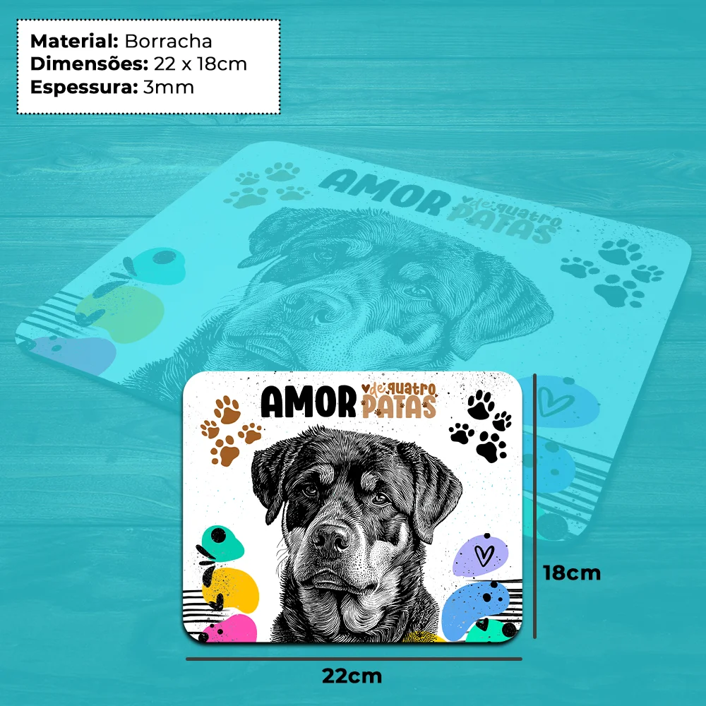 Imagem 2 de 4 do produto Mouse Pad Amor De Quatro Patas - Cachorro Rottweiler