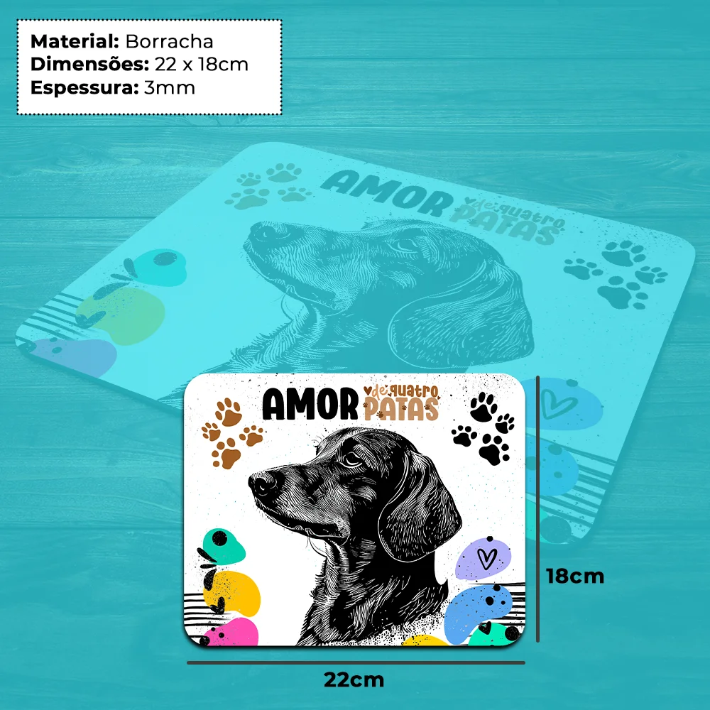 Imagem 2 de 4 do produto Mouse Pad Amor De Quatro Patas - Cachorro Dachshund Salsicha