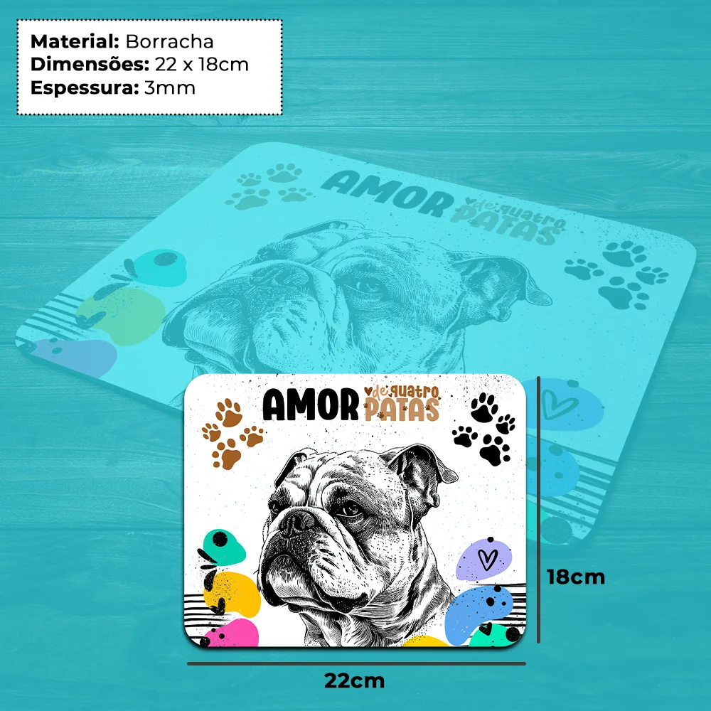 Imagem 2 de 4 do produto Mouse Pad Amor De Quatro Patas - Cachorro Buldogue Inglês