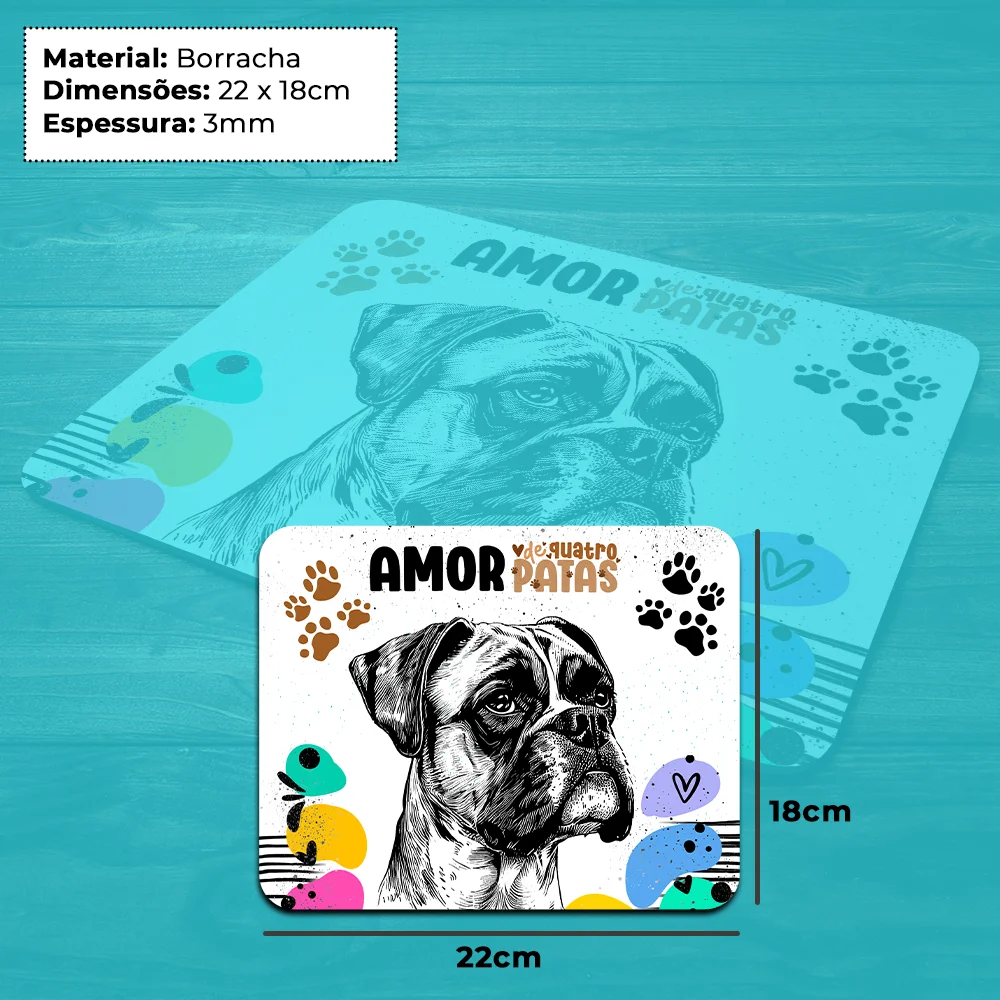 Mouse Pad Amor De Quatro Patas - Cachorro Boxer Mouse Pad Amor De Quatro Patas - Cachorro Boxer