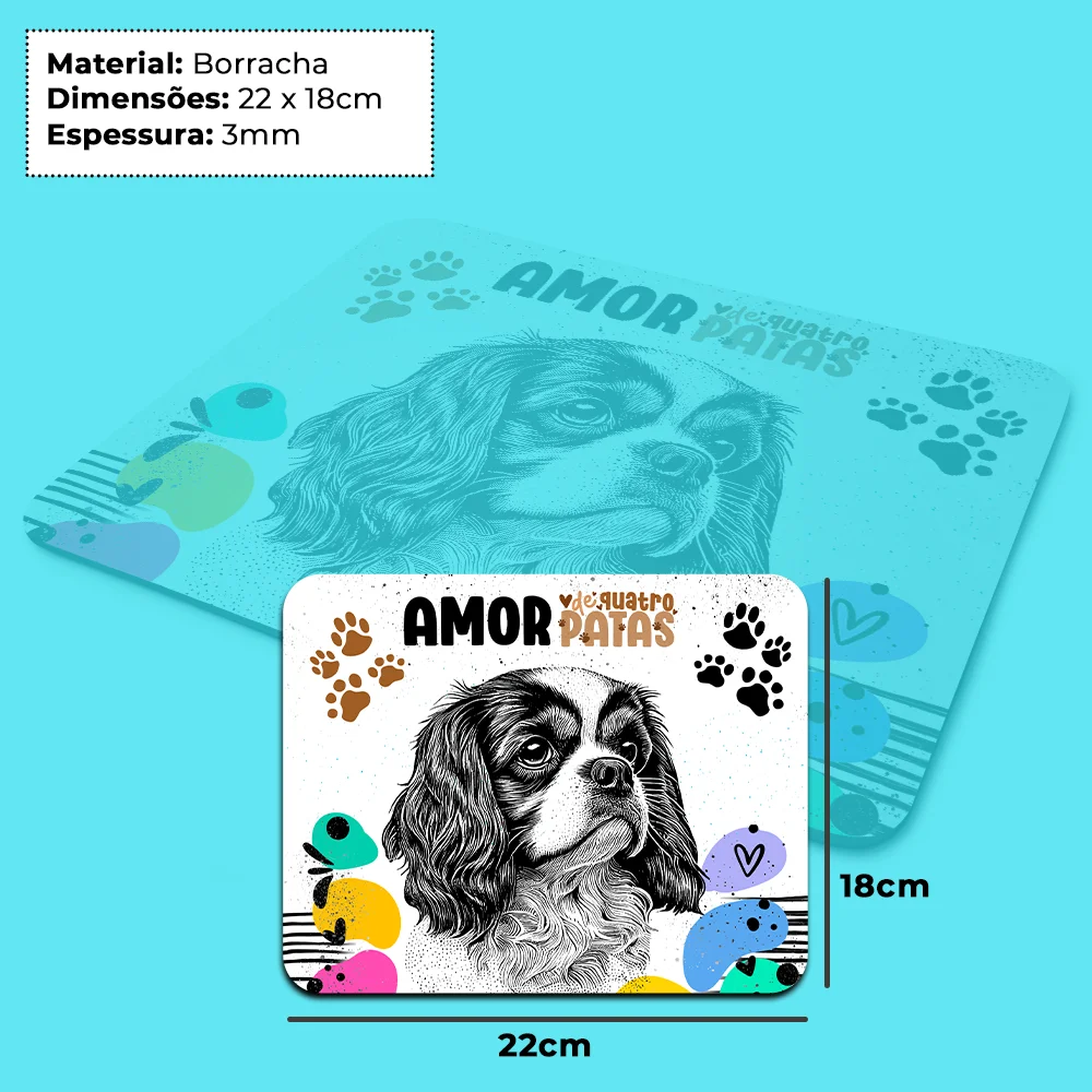 Imagem 2 de 4 do produto Mouse Pad Amor De Quatro Patas - Cachorro Cavalier
