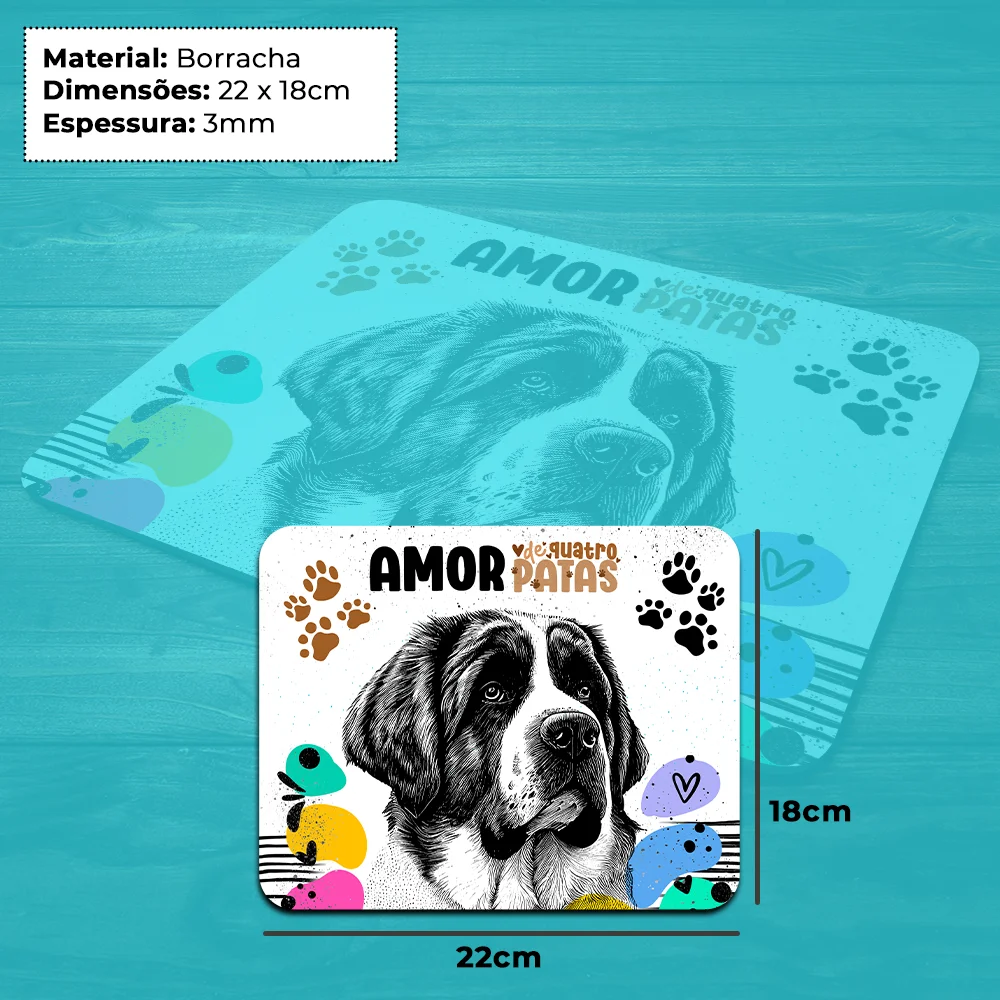 Imagem 2 de 4 do produto Mouse Pad Amor De Quatro Patas - Cachorro São Bernardo